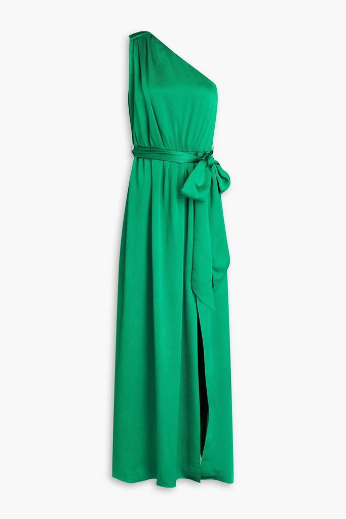 Monique Lhuillier One-shoulder hammered-satin maxi dress 1