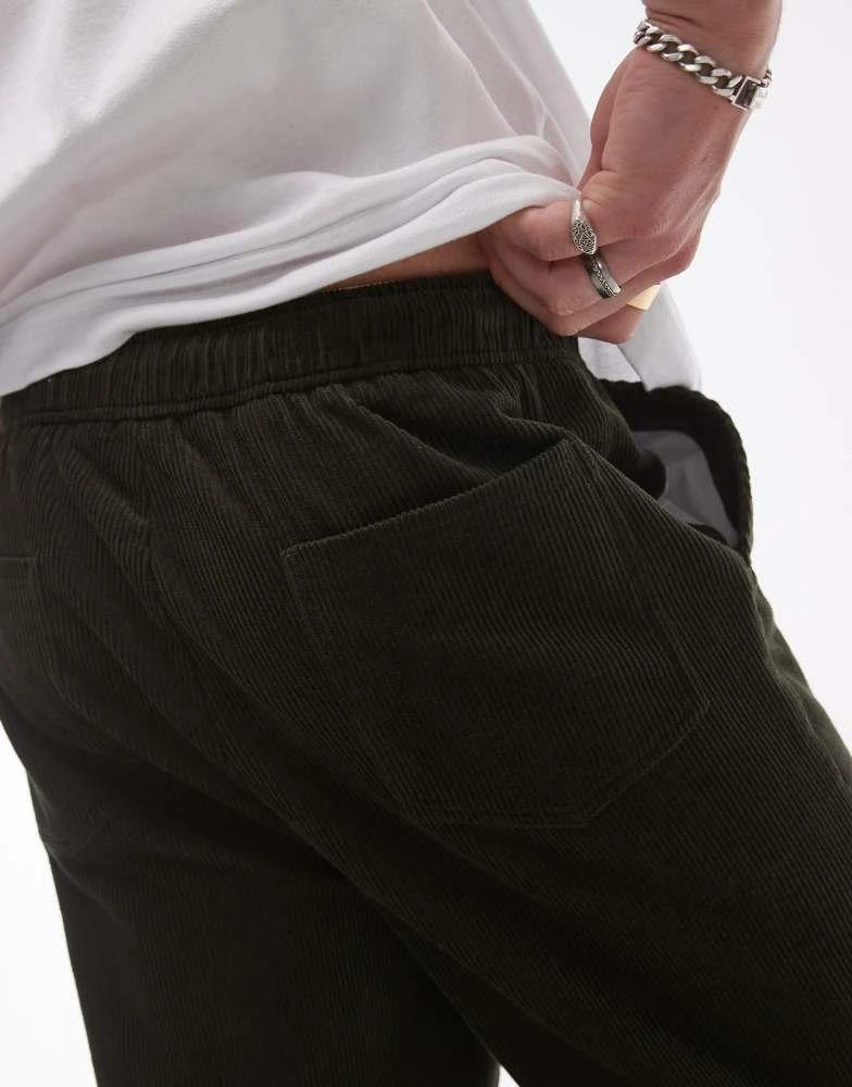 Topman Topman tapered cord trousers in khaki 2