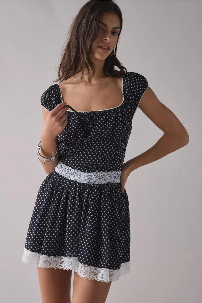 lottie embroidered mini dress Long Tulle V-neck Puffy Sleeve Cottage Core Dress main image 0