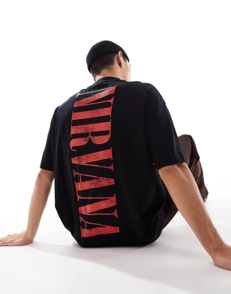 ASOS ASOS DESIGN unisex oversized license band t-shirt with Nirvana prints in black 4
