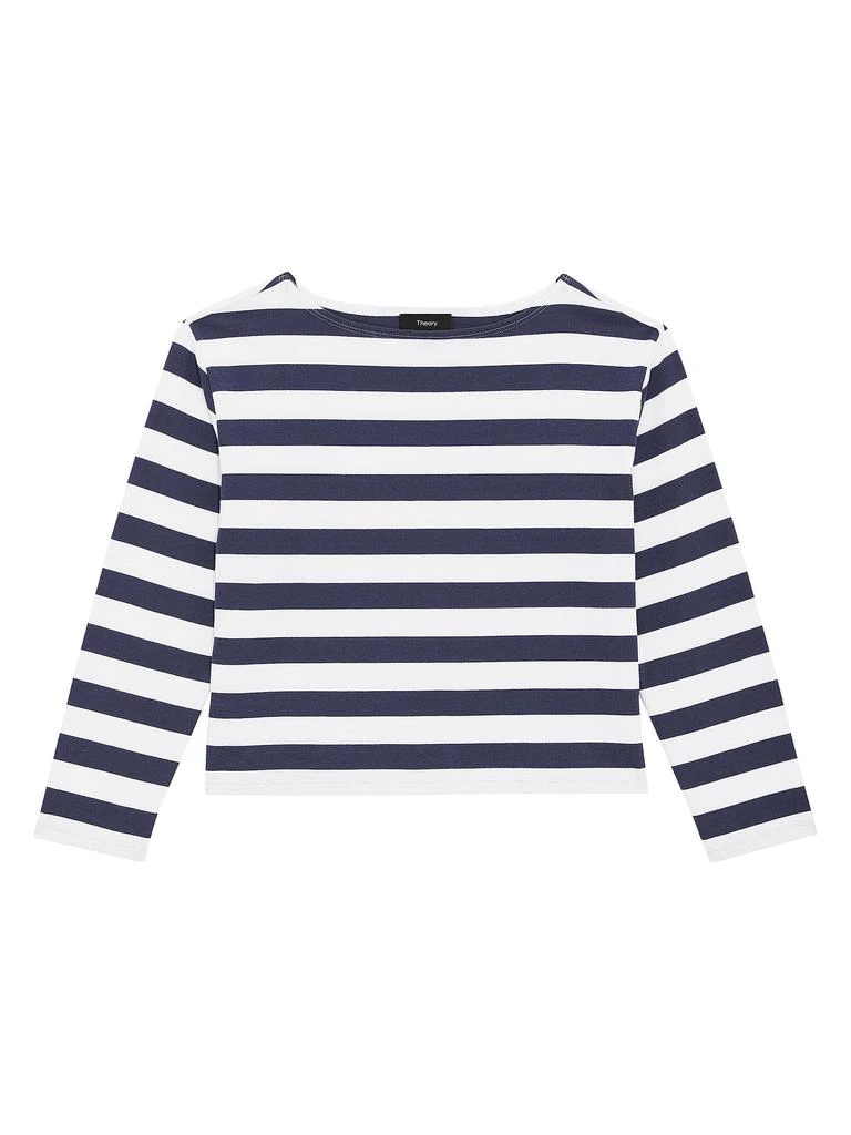 Theory Clinton Striped Cotton Boatneck T-Shirt 4