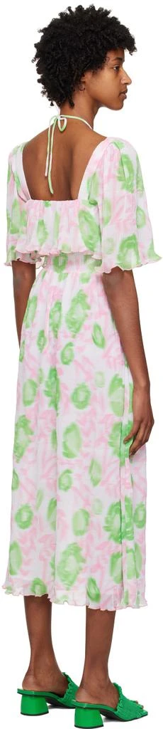 Ganni Pink & Green Smock Midi Dress 3