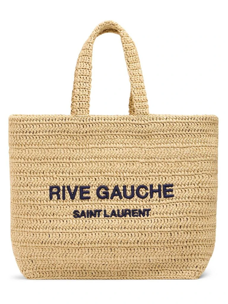 SAINT LAURENT Rive Gauche Printed Raffia Tote Bag 1