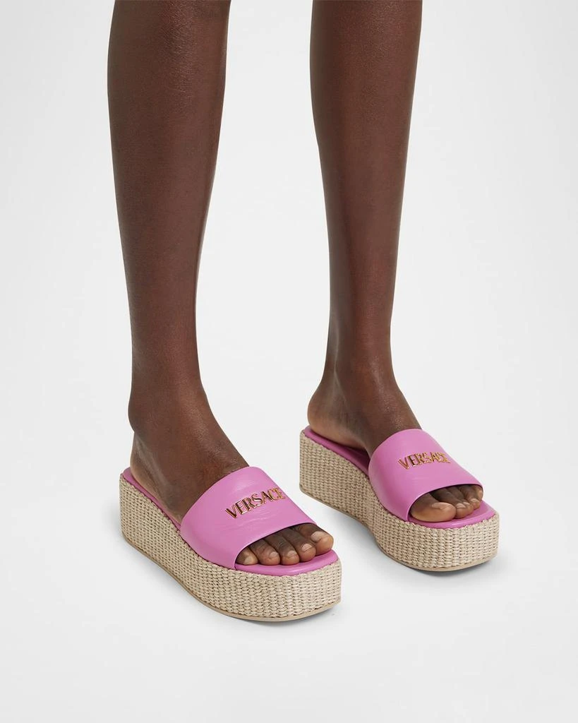 Versace Tag Platform Lambskin Leather Mules 2