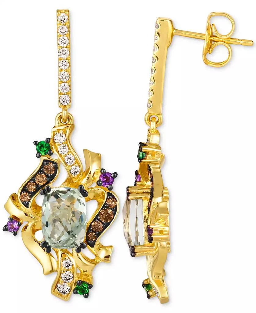 Le Vian Crazy Collection® Multi-Gemstone (5-1/3 ct. t.w.) 
Diamond (3/8 ct. t.w.) Swirling Cluster Drop Earrings in 14k Gold 2