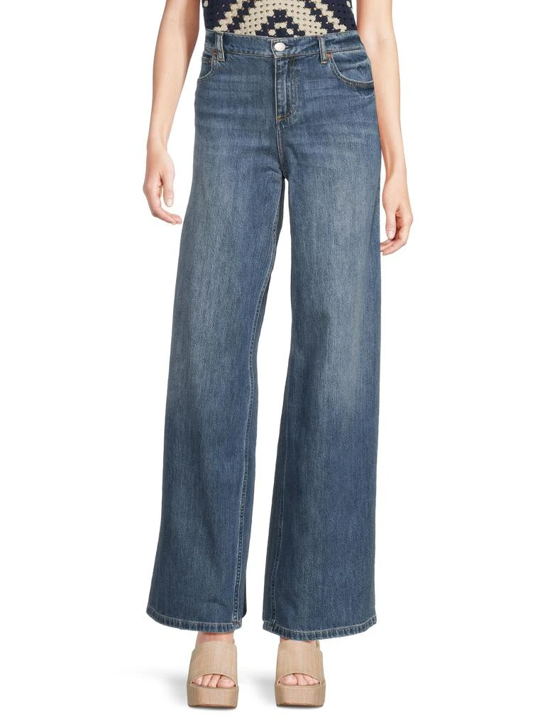 Alice + Olivia Harper Light Wash Cotton Jeans 1
