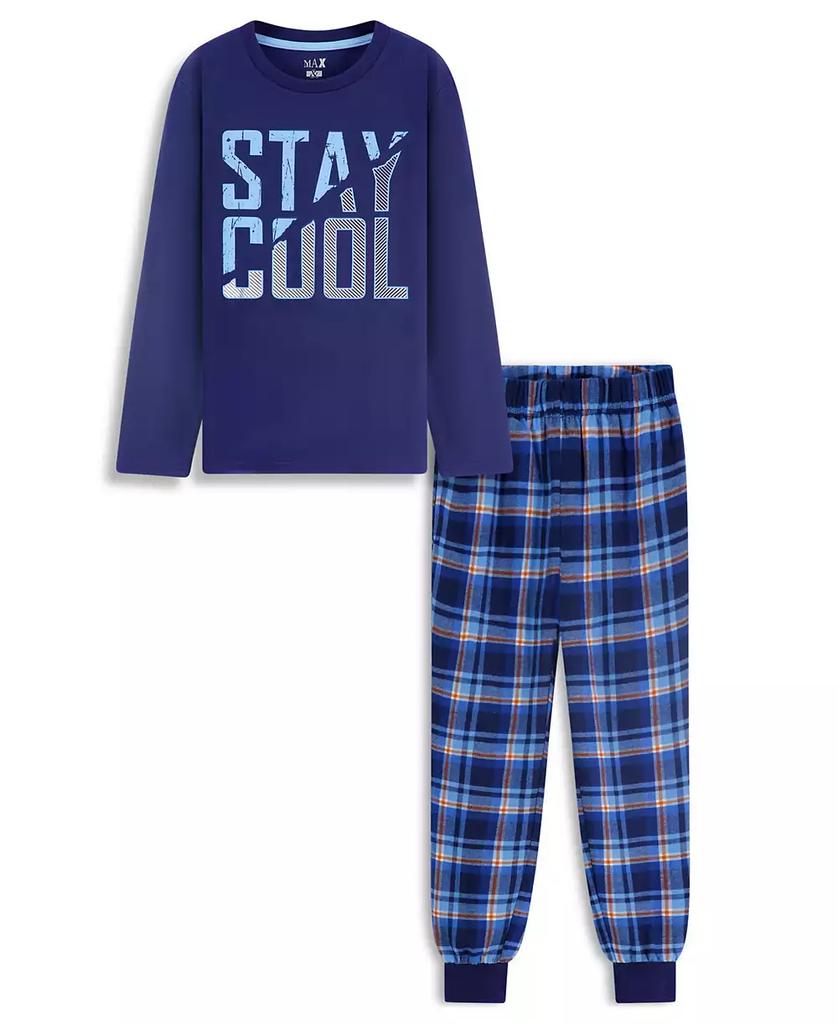 Sleep On It Boys "Stay Cool" Flannel Plaid Jogger Pant 2pc Pajama Set