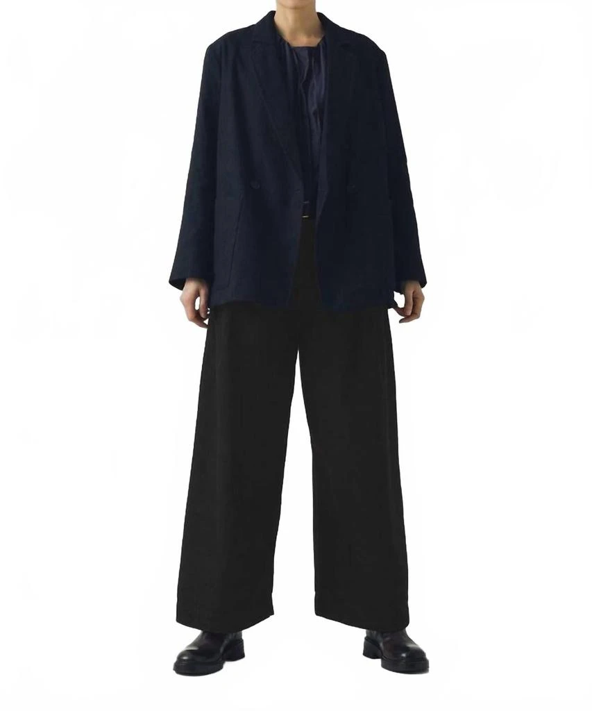 TOAST Wool Double Breasted Jacket In Black Indigo