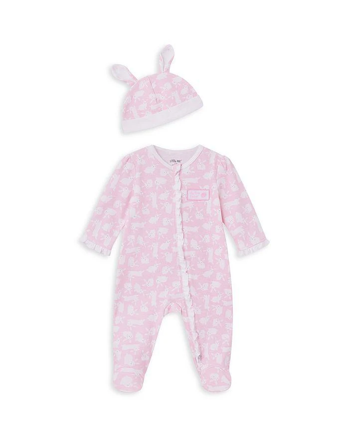 Little Me Girls' Bunny Cotton Footie & Hat Set - Baby 1