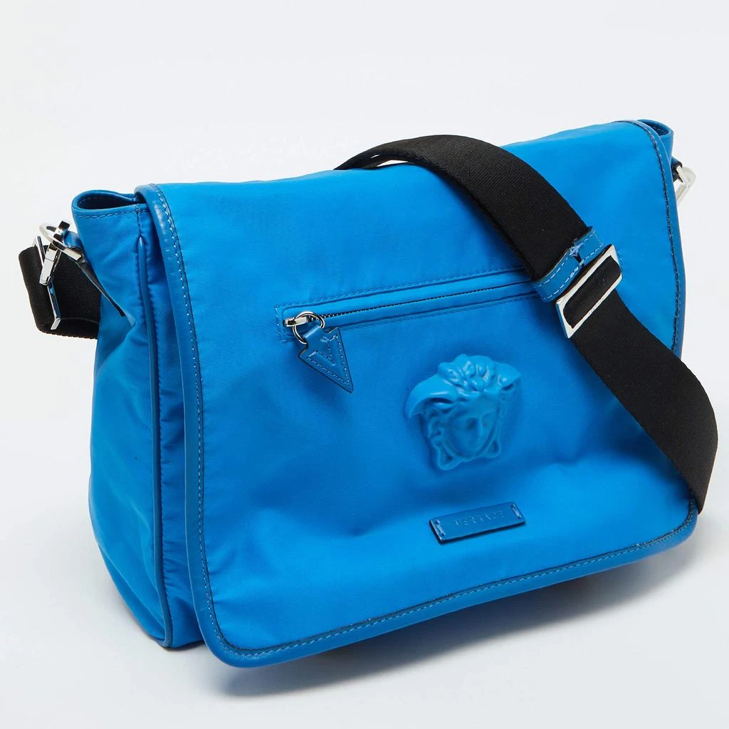Versace Versace Blue Nylon La Medusa Flap Messenger Bag 3