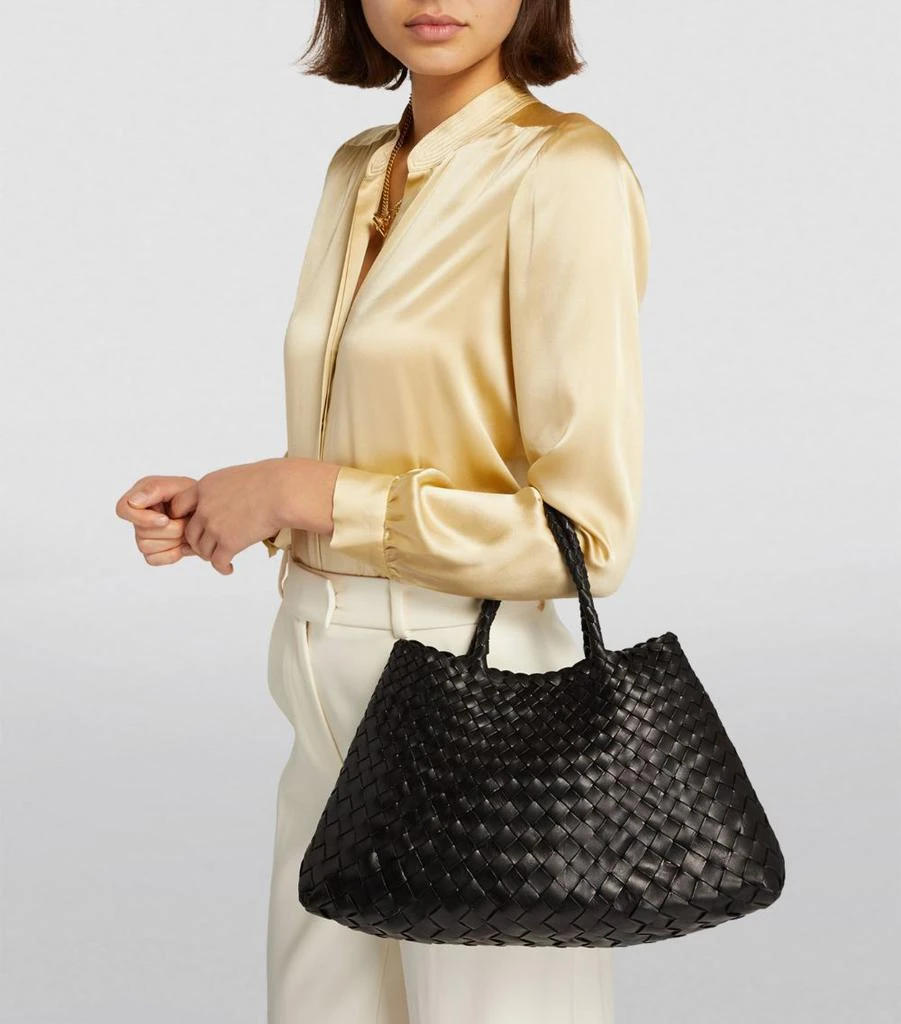 DRAGON DIFFUSION Small Leather Woven Santa Croce Tote Bag 5