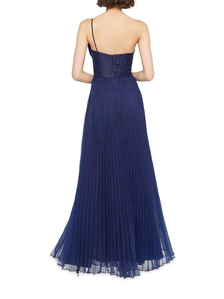 Theia Delphine Pleated One-Shoulder Organza Gown 5