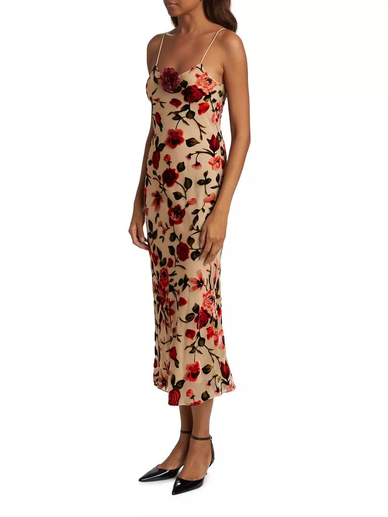 Rodarte Rose Velvet Devoré Slip Dress 4