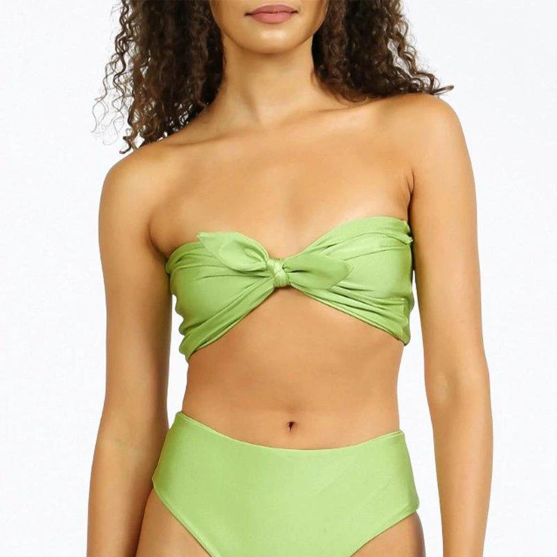 Nirvanic Belize Strapless Bandeau Bikini Top In Shine Kiwi 1