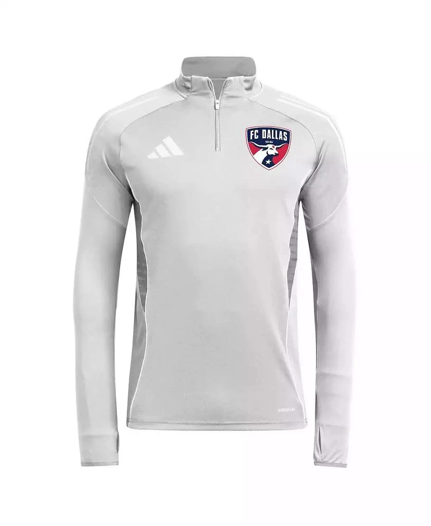 Adidas Men's Silver FC Dallas 2025 Quarter-Zip Long Sleeve Training Sweatshirt 3