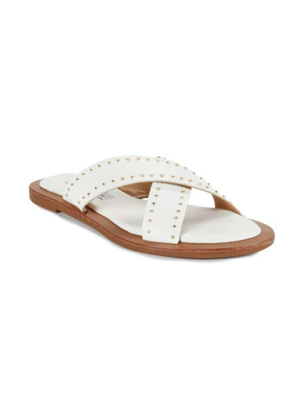 Saks Fifth Avenue Studded Crisscross Leather Flat Sandals 2