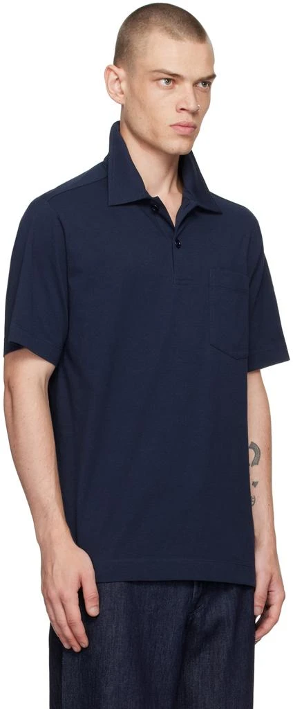Dries Van Noten Navy Spread Collar Polo 2