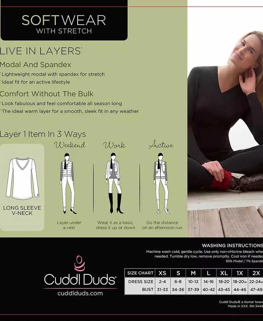 Cuddl Duds Plus Size Softwear with Stretch V-Neck Top 6