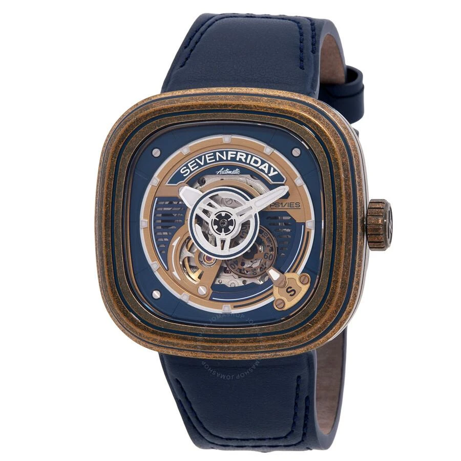 Sevenfriday Classic Skeletonized Blue Gold Dial Men's Watch PS1/04 1