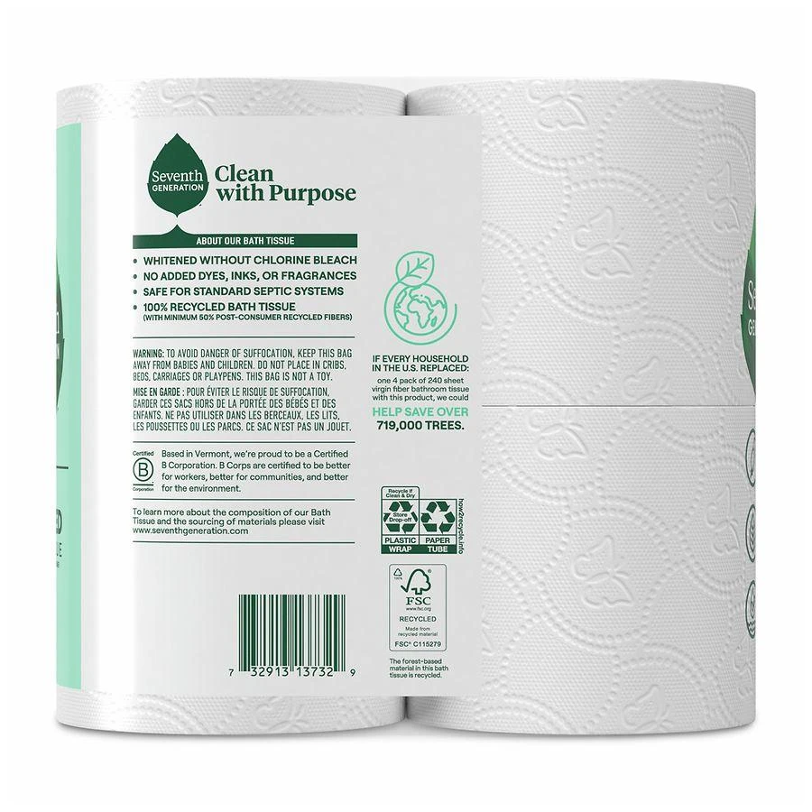 Seventh Generation Bath Tissue Toilet Paper 2 Ply Toilet Paper 4 pk 2