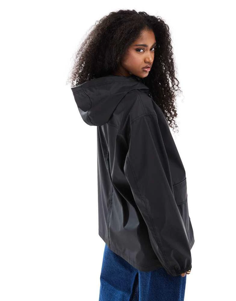 ASOS ASOS DESIGN rubberised rain coat in black 2