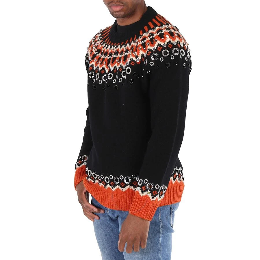 Burberry Embellished Fair Isle Wool Sweater In Black 3