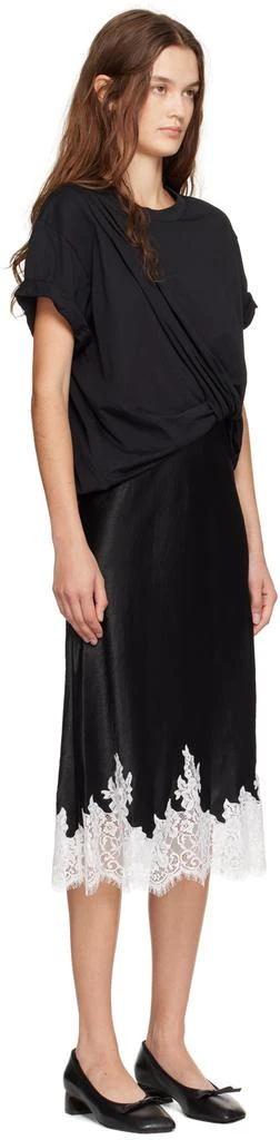 3.1 Phillip Lim Black Draped T-Shirt Slip Combo Midi Dress 2