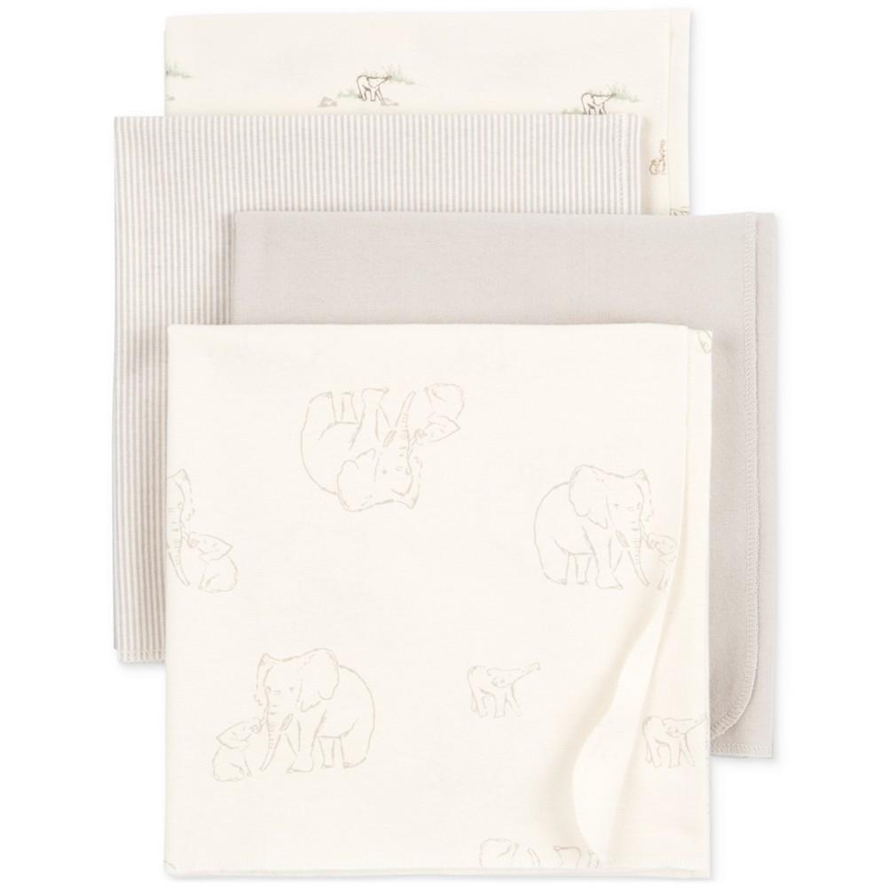 Carter's Baby Elephant Cotton Receiving Blankets, Pack of 4