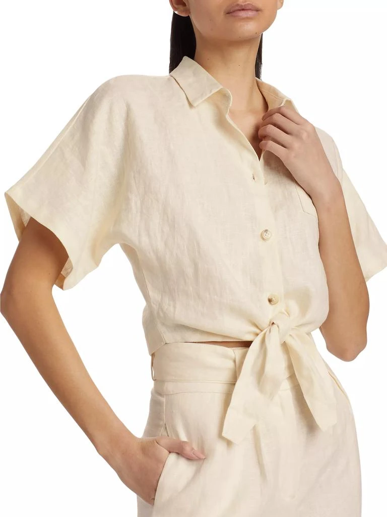 Hevron Alex Linen Tie Crop Shirt 6