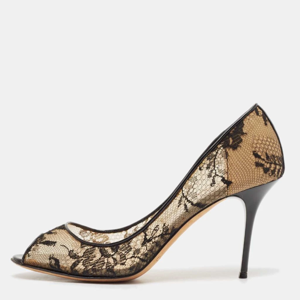 Jimmy Choo Jimmy Choo Black Lace Luna Peep Toe Pumps Size 39.5 1