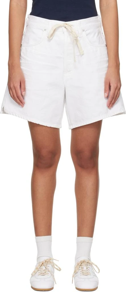 Citizens of Humanity White Brynn Drawstring Denim Shorts 1