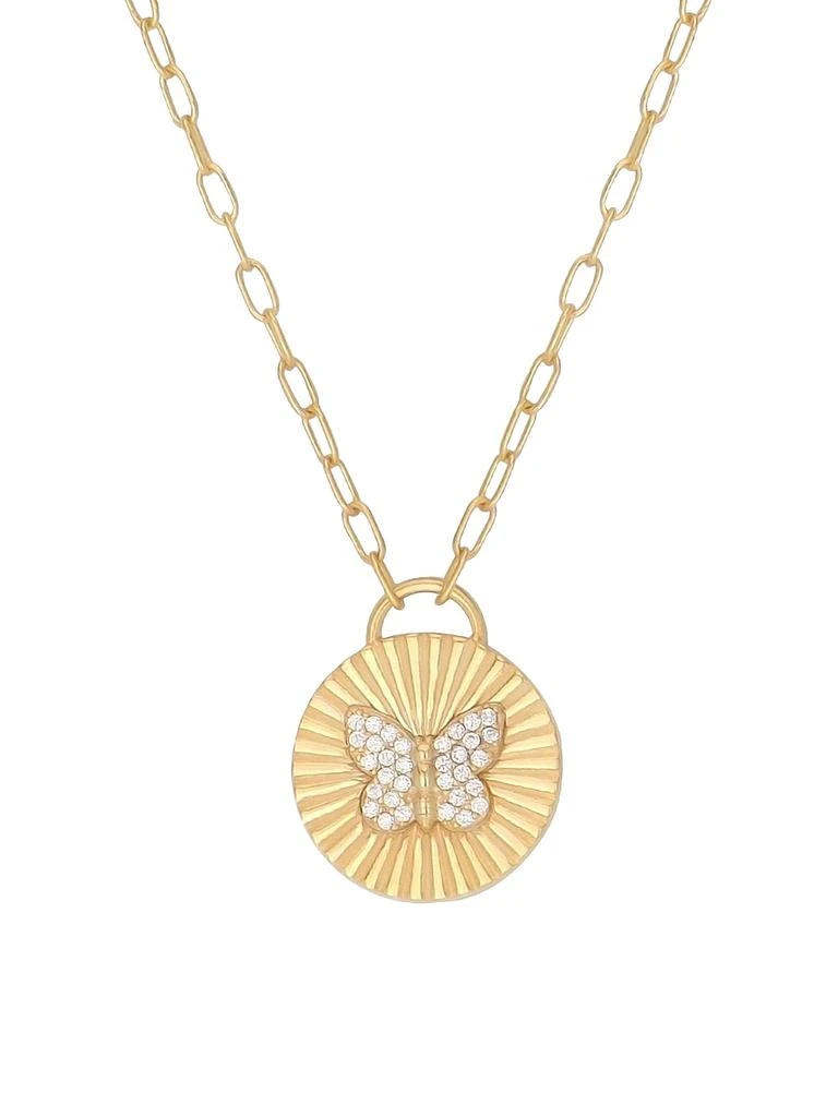 Gabi Rielle Happy Me 14K Gold Vermeil 
Crystal Butterfly Disk Pendant Necklace