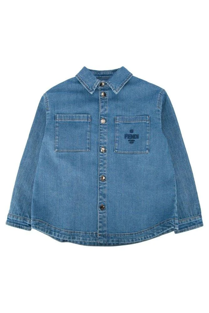 Fendi Fendi Kids Logo Embroidered Go To Denim Jacket