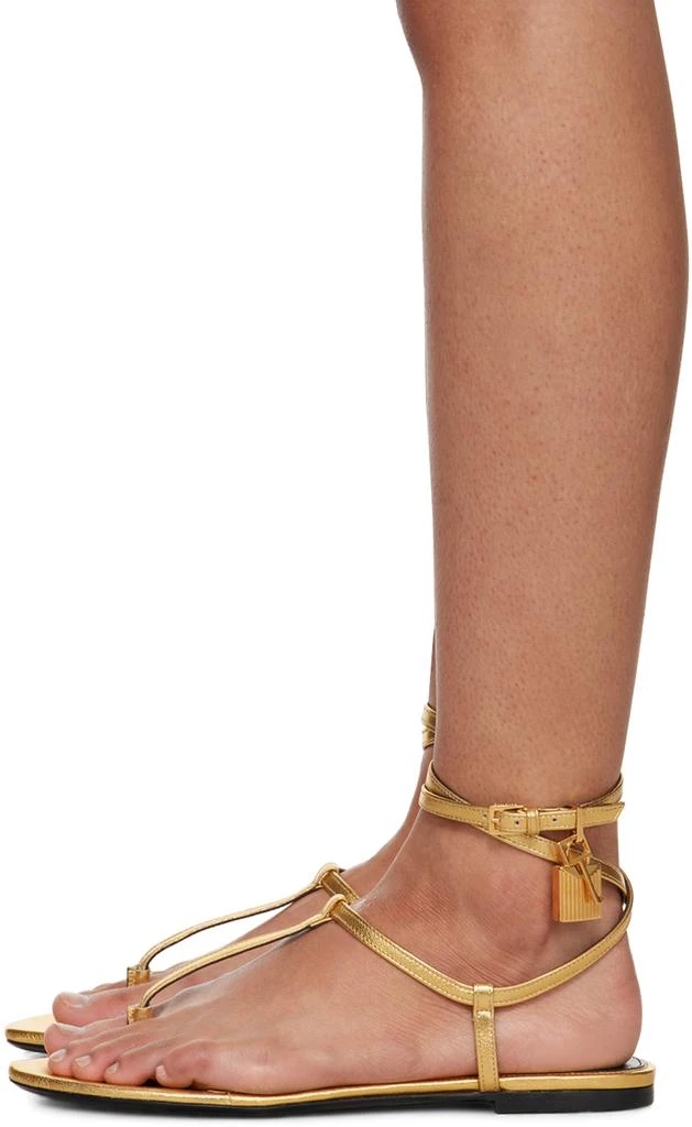 Tom Ford Gold Laminated Leather Padlock Sandals 3