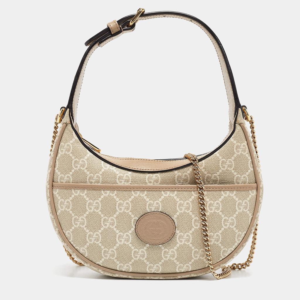 Gucci Gucci Beige/White GG Supreme Canvas Mini Ophidia Hobo