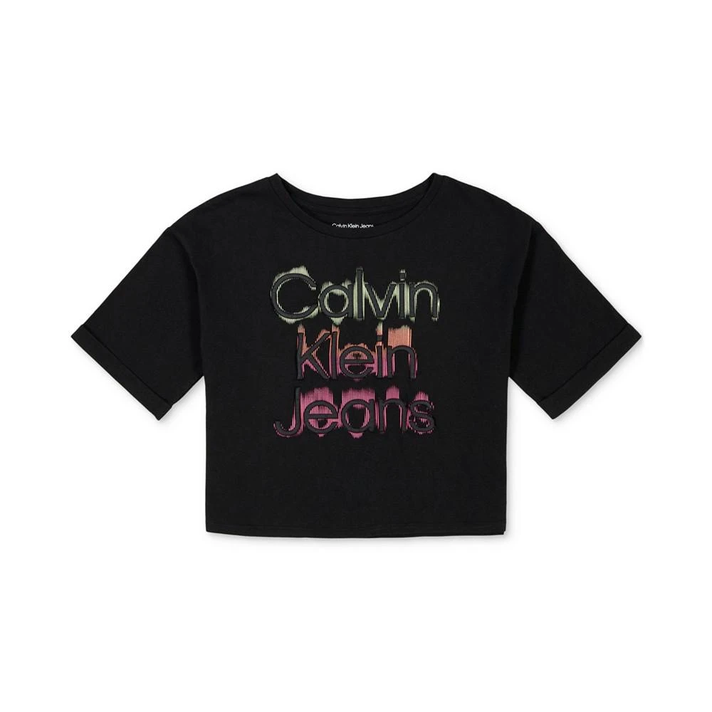 Calvin Klein Big Girls Glow Calvin Klein Jean Oversize Logo T-Shirt 1