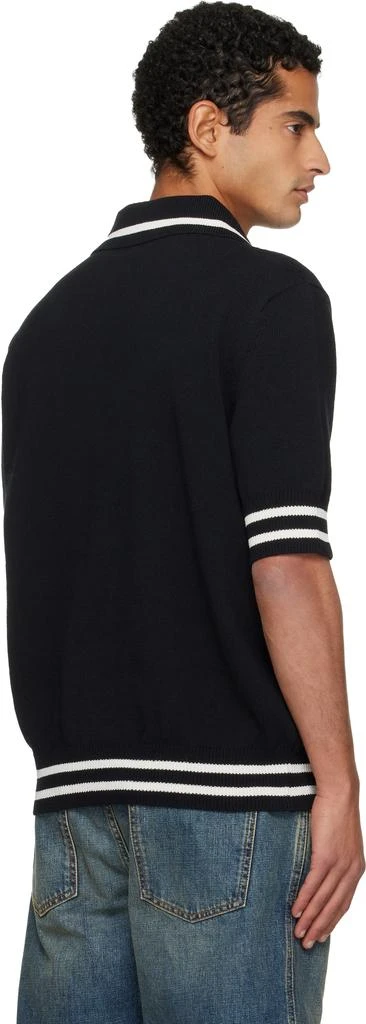 Balmain Black College Emblem Embroidery Knit Polo 3