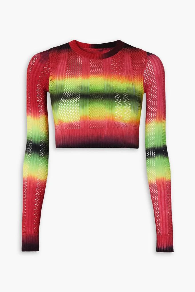 AGR Cropped tie-dyed pointelle-knit sweater 1