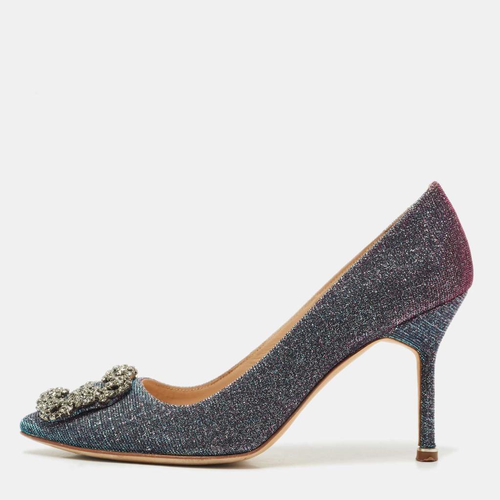 Manolo Blahnik Manolo Blahnik Multicolor Glitter Fabric Hangisi Pumps Size 37