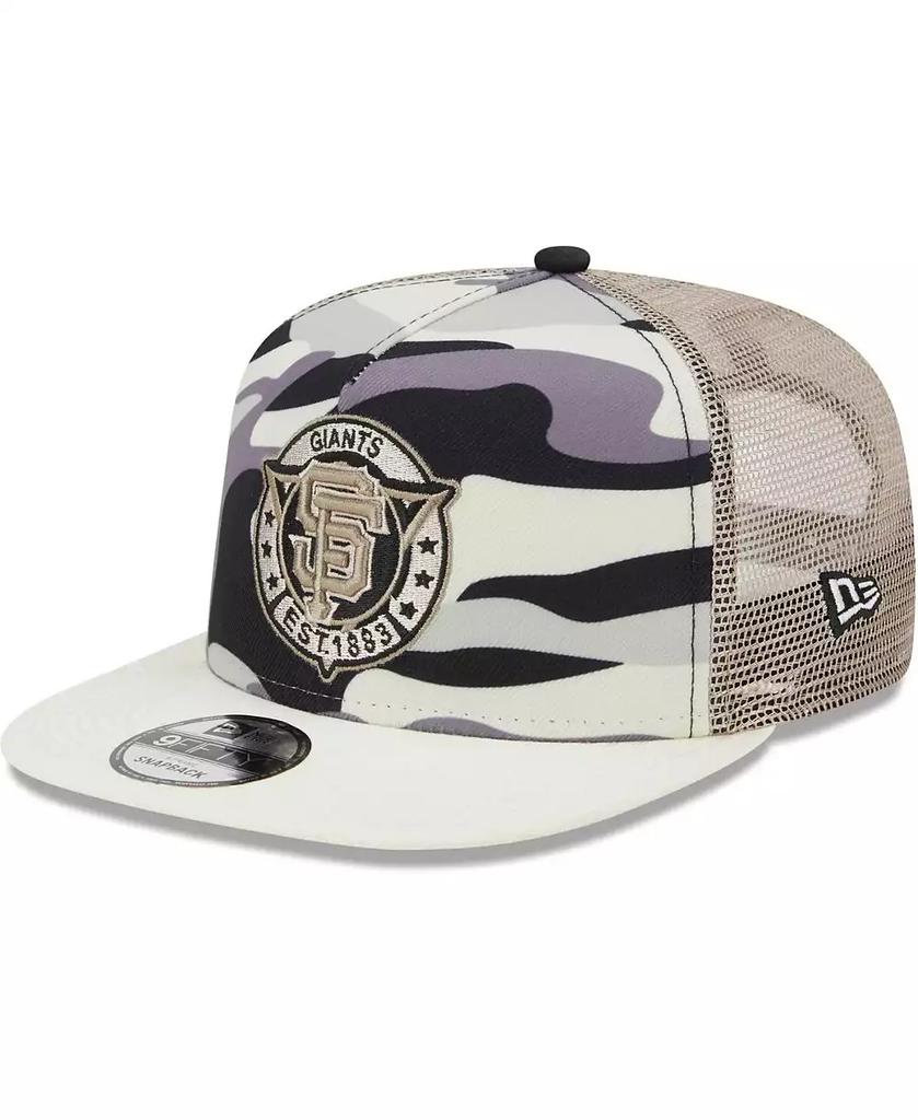 New Era Men's White San Francisco Giants Chrome Camo A-Frame 9FIFTY Trucker Snapback Hat