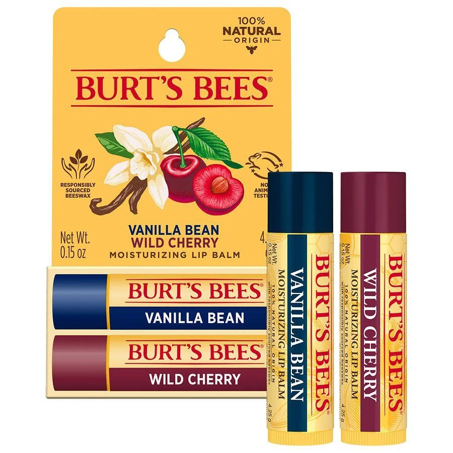 Burt's Bees Lip Balm Pack Wild Cherry and Vanilla Bean 10