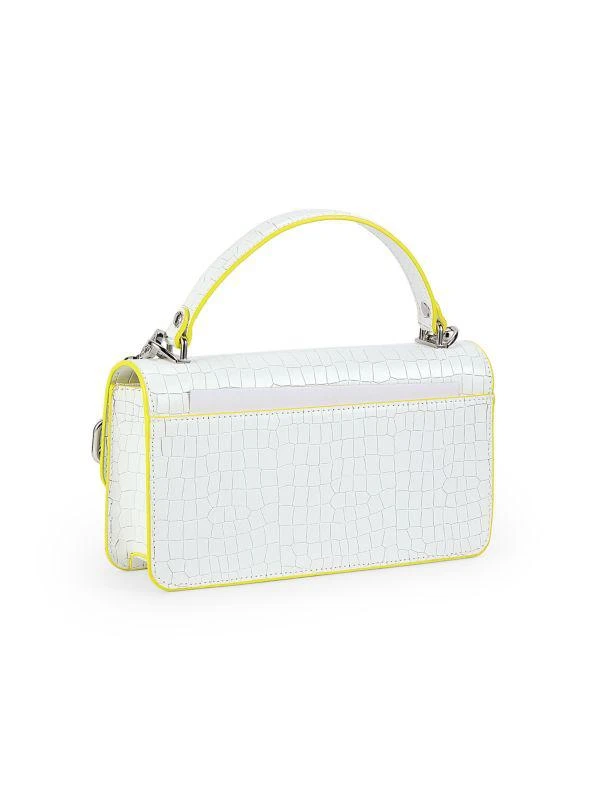 Karl Lagerfeld Paris Simone Embossed Croc Leather Two Way Top Handle Bag 4