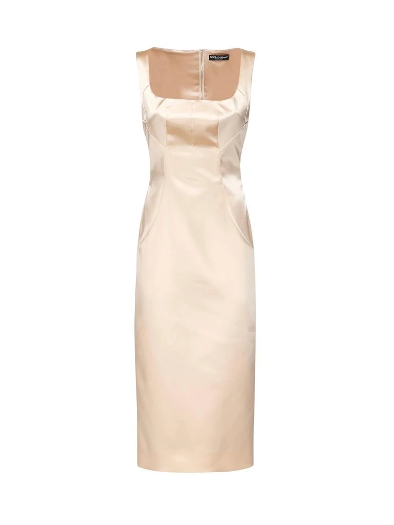 Dolce & Gabbana Dolce & Gabbana Stretch Satin Calf-Length Sheath Dress 1