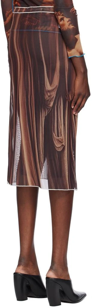 Rokh Brown Draped Printed Midi Skirt 3