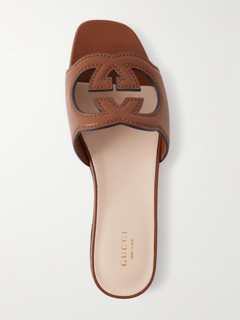Shop gucci river intrecciato woven leather clog slipper  display picture 3