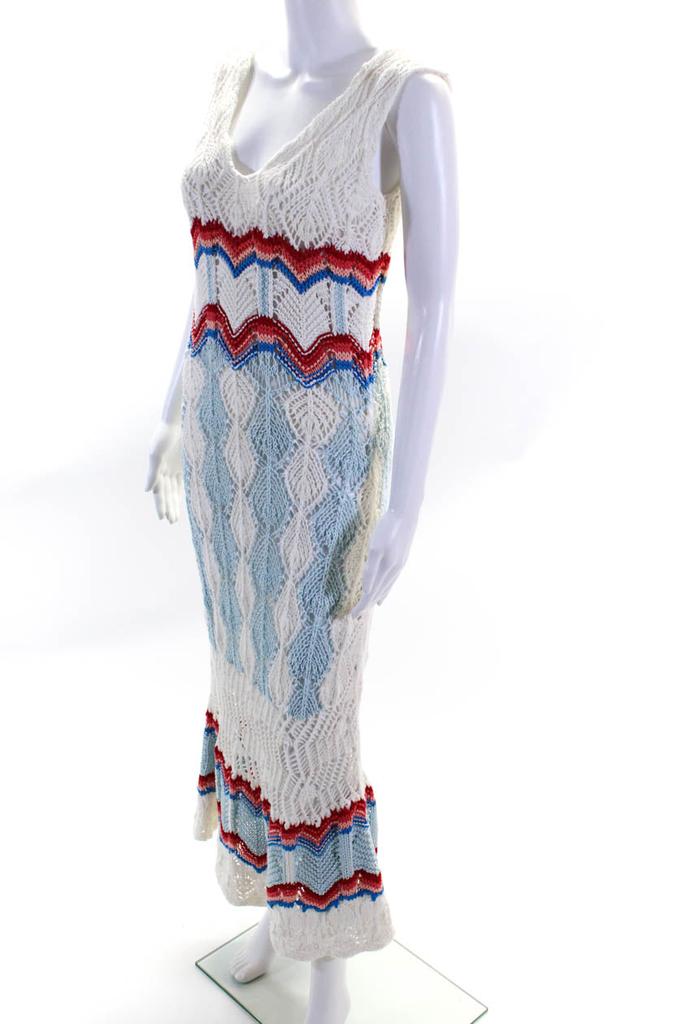 PETER PILOTTO PETER PILOTTO Womens Cotton Knitted Striped Print Maxi Dress White