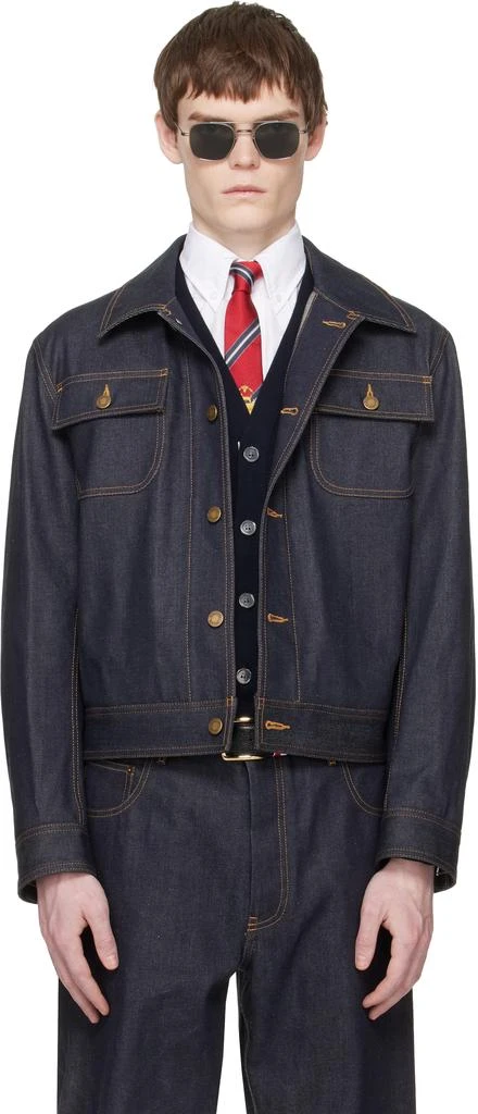 Thom Browne Navy Selvedge Denim Backstrap Utility Jacket