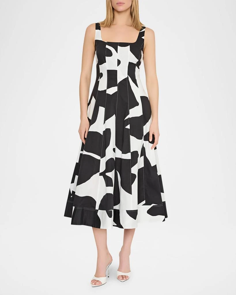 Milly Grand Foliage Cotton Poplin Midi Dress 2