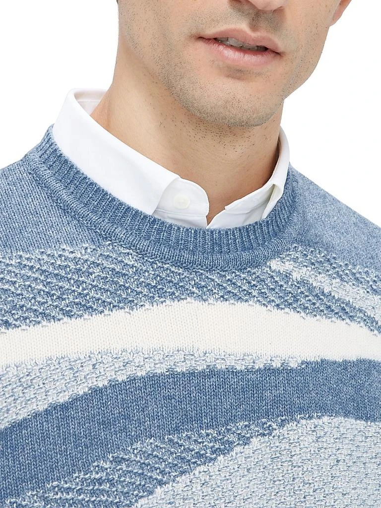 BUGATCHI Textured Stripe Crewneck Sweater 6