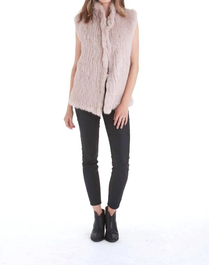 Love Token Eliza Genuine Real Rabbit Fur Vest In Blush 1